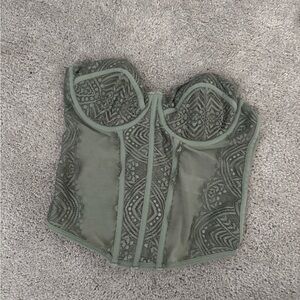 Green Lace Bustier Top